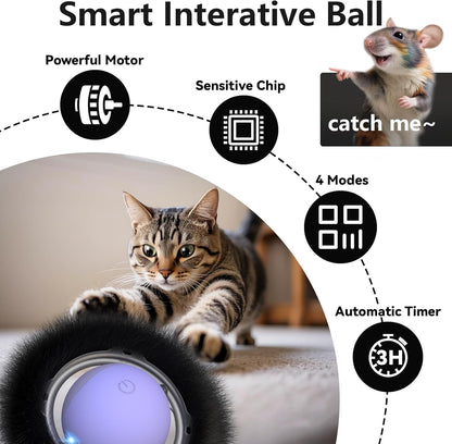 ORSDA Cat Toys for Indoor Cats, Interactive Activated Moving Ball in 7 Holes Mat, Automatic Fast Rolling Ball, Hide and Seek Toys for Adult Cats, Exercise Kicker Mouse Catching Game