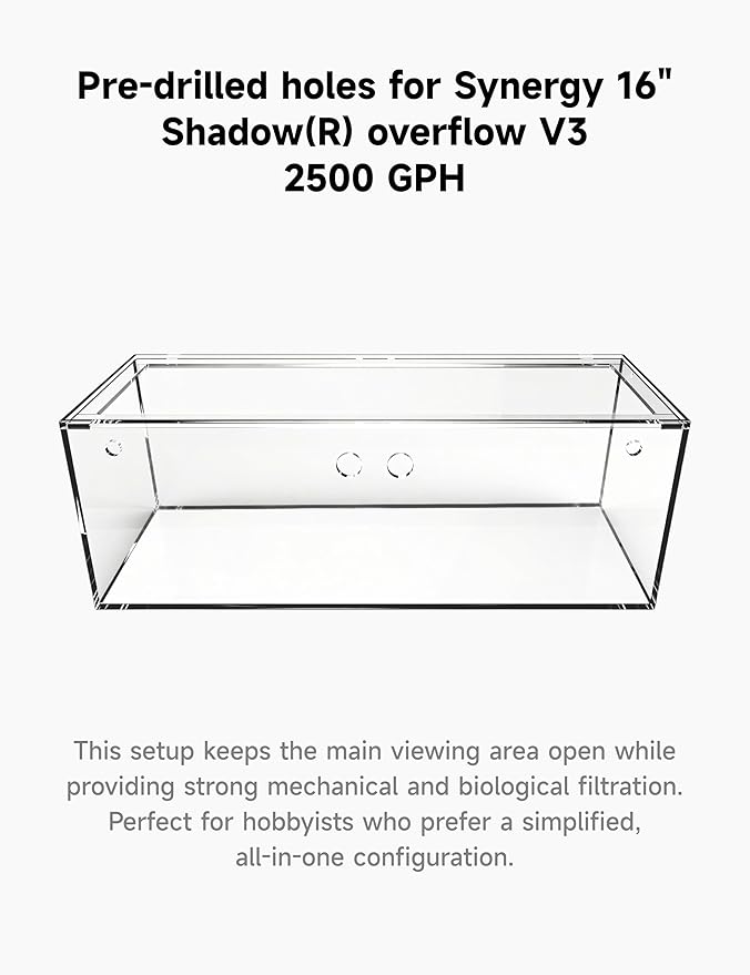 150-3GO Gallon Starfire Aquarium w/Center Overflow 60x24x24 H 12mm Ghost Overflow