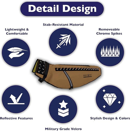 CoyoteVest Dog Harness Protection Vest, Reflective Dog Accessories with Spikes to Shield Your Pet from Raptor and Animal Attacks, Proudly Made in America (Medium, Texas Tan)