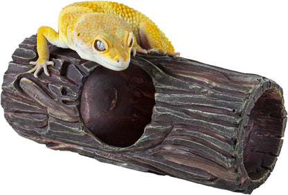 REPTIZOO Magnetic Reptile Hide Cave Resin Hollow Tree Trunk Hideout, Gecko Hide with Strong Magnetic Climbing Toy Reptile Tank Accessories for Crested Gecko,Lizard, Terrarium Decor