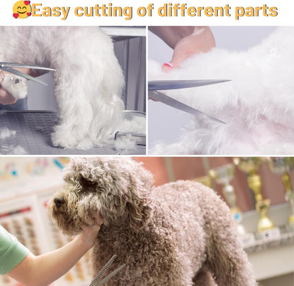 7.5in Thinning Chunker Dog Grooming Scissors Set, VG10 Steel Pet Trimming Scissors Kit, Professional for Rabbit Cat Face Body Hair Cutting Dog Groomer or at Home,Shears with Ergonomic Handle