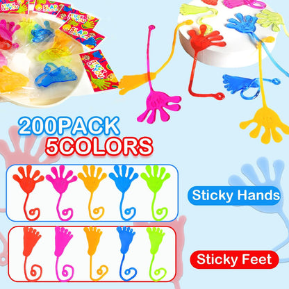 Bulk Party Favors Goody Bag Stocking Stuffers for Kids (200 PCS), Christmas Large Sticky Hands & Feet Pinata for Toddlers, Preschool Toys Gifts Treats Prizes Supplies Giveaways Handout for Boys Girls