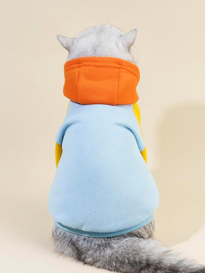 QWINEE Basic Dog Hoodie Sweatshirt Puppy Sweater Warm Cat Costumes Pet Clothes for Chihuahua Puppy Kitten Small Medium Dogs Orange and Blue X-Large