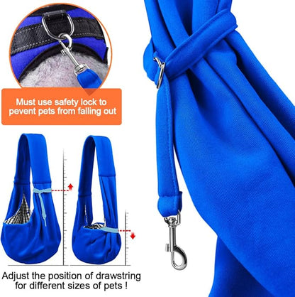 Tomkas Small Dog Sling Carrier - Classic Pocket & Classic Strap - for 3-10 lbs Pets(Royal Blue)