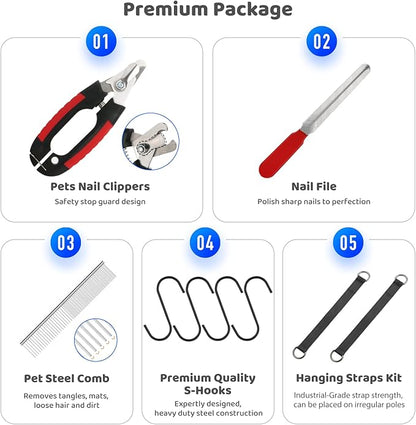 Guzekier Dog Grooming Hammock for Trim Nail, Dog Sling for Grooming, Dog Hammock Restraint Bag with Nail Clippers/Trimmer, Nail File, Pet Comb,Ear/Eye Care (Weight: 20-45 LBS)