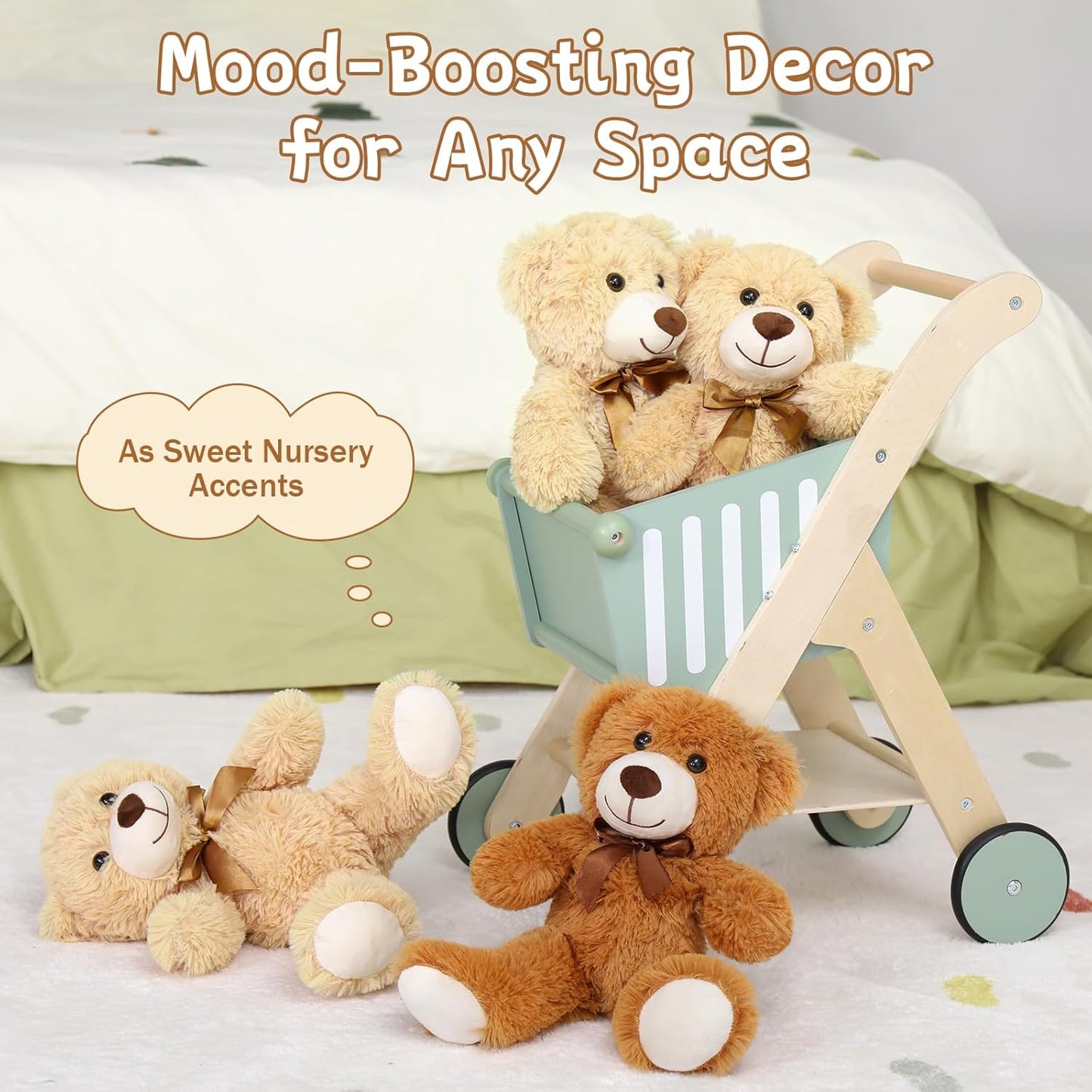 MorisMos 10Pcs Teddy Bears Bulk Baby Shower, 14inch Cute Teddy Bear Stuffed Animals Plush, Small Stuffed Bears on Centerpiece Baby Shower, Brown, Dark Brown