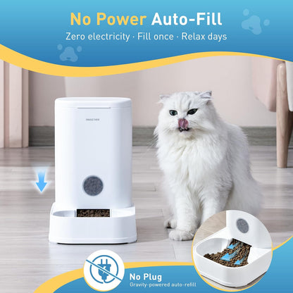 PAWGETHER® Gravity Cat Feeder, Self-Dispensing Dog Food Dispenser, Pet Food Station 1 Gallon/3.5L Capacity Automatic Pet Feeder Cat & Dog Food Bowl, Easy to Fill