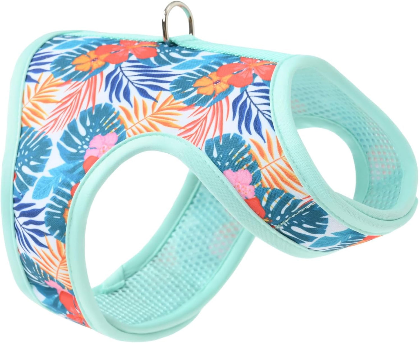 Mile High Life Dog Harness, Air Mesh Floral Vest Harness for 20 lbs Small Dogs & Cats, Easy Get on Adjustable Easy Closures Both Neck and Chest(Green Flower, XS Chest 14"-16")