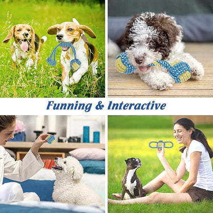 ETACCU 8 Pack Dog Rope Toys for Puppy & Small Dogs ， Puppy Rope Toy for Aggressive Chewers, Indestructible，Keeping Dogs from Being Bored- Blue