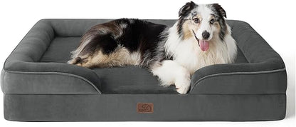 Bedsure Orthopedic Dog Bed for Extra Large Dogs - XL Washable Dog Sofa Bed Large, Supportive Foam Pet Couch Bed with Removable Washable Cover, Waterproof Lining and Nonskid Bottom, Dark Grey