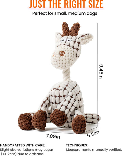 Squeaky Plush Dog Toys - Adorable Animal Designs with Soft Cotton Filling, Cute Stuffed Dog Chew Toys for Small, Medium Non-Aggressive Chewing Dogs Chewer (White - Giraffe/Lamb)