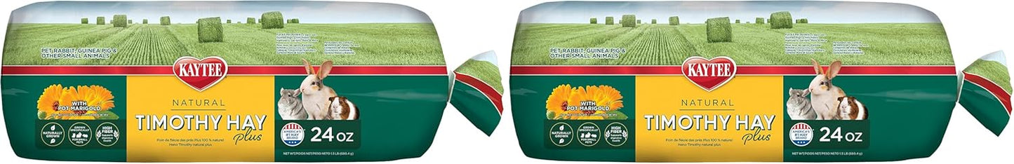 Kaytee All Natural Timothy Hay Plus Marigolds for Guinea Pigs, Rabbits & Other Small Animals, 24 Ounce (Pack of 2)