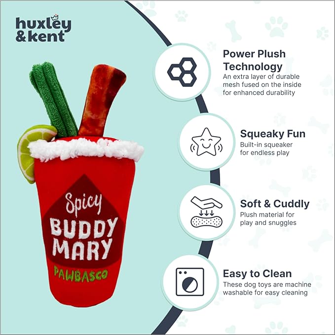 Huxley & Kent Funny Dog Toy w/Squeaker – Power Plush Squeaky Dog Toys for Small, Medium & Large Dogs – Soft Stuffed Animal for Indoor Play & Fetch - Buddy Mary, Small