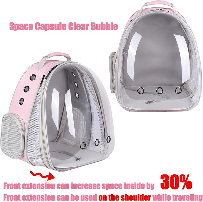 Front Expandable Cat Backpack Carrier, Fit up to 20 lbs, Space Capsule Bubble Window Pet Carrier Backpack for Large Fat Cat and Small Puppy
