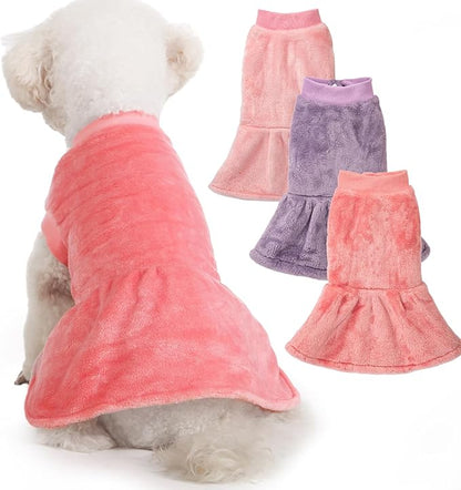 FabriCastle Small Dog Dress Clothes, 3-Pack Sweaters XS Small for Dogs Girl & Cats, Ultra Soft Warm Pet Coats for Winter, Female Puppy Apparel, Doggy Outfits XXS – XL (Pink,Violet,Rosepink, Medium)