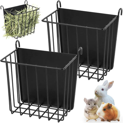 2PCS Rabbit Hay Rack with Heavy-Duty Metal Frame Rabbit Hay Holder for Cage - Guinea Pig Hay Feeder Bunny Hay Feeder,for Rabbits Guinea Pigs Bunny Chinchillas