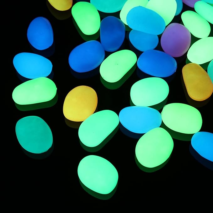 Shiny Stone Glow in The Dark Pebbles,Decorative Glow Stones,Fish Tank Aquarium Gravel,Glow Pebbles for DIY Garden Gifts Decoration(Big Size, 3-4cm, 400g/14.1oz) (Multicolor)