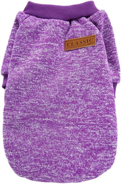 Jecikelon Dog Clothes Dogs Sweater Soft Puppies Clothing Winter Puppy Sweaters Warm Outfit for Dogs Small XXS XS Cat Apparel (Purple, S)