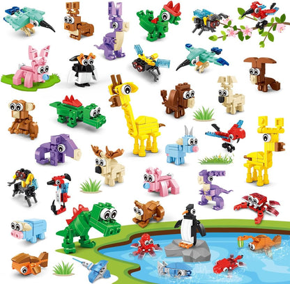 30 Packs Animal Party Favors for Kids, 810 PCS Mini Animal Building Block Toy Set for Goodie Bag Fillers Classroom Prizes Easter Birthday Children's Day for Boys Girls Student Ages 6+