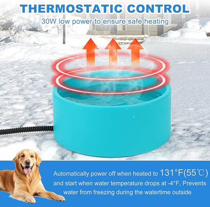 3.2L Heated Water Bowl for Pets, Outside Heated Dog Bowl, Large Heated Dog Water Bowl Outdoor, Thermostatic Control Heated Cat Bowl, Anti-Freeze Heated Pet Water Bowl for Chicken,Duck,Goose,Rabbit
