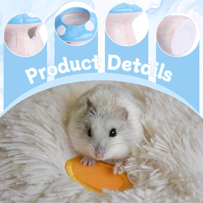 PENCK 60ml Hamster Water Bottle Pet Drinking Dispenser with Mushroom Ceramic Stand for Hamsters, Guinea Pigs & Small Animals - Leak-Proof Ceramic Water Bottle for Cage Use (Blue)