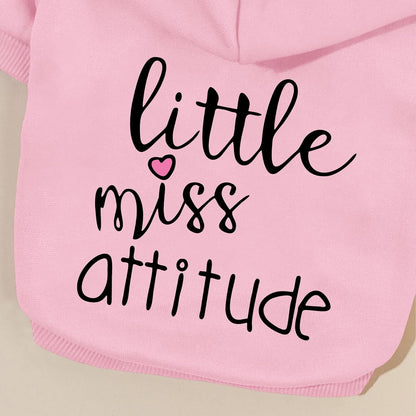 Cat Hoodies for Cats Puppy Pet Clothes Cat Apparel Little Miss Attitude Print Dog Hoodie for Small Medium Dogs Outfits for Kittens(Pink,L)