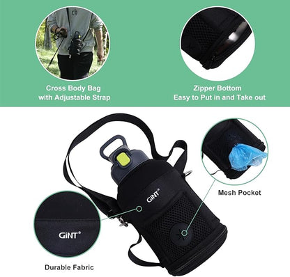GiNT 37oz Insulated Stainless Steel Dog & Human Water Bottle | Leakproof Travel Dispenser with Detachable 10oz Bowl, 24H Cold/12H Hot, Carrying Case for Walking, Hiking, Camping & Outdoor Travel