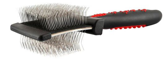 Jeffers Pet Double Sided Grooming Slicker Brush for Dogs, Cats, Puppies – Flexible Head with Stainless Steel Pins – Detangler Tool for Mats, Loose Fur, Shedding – Home or Professional Use - Small