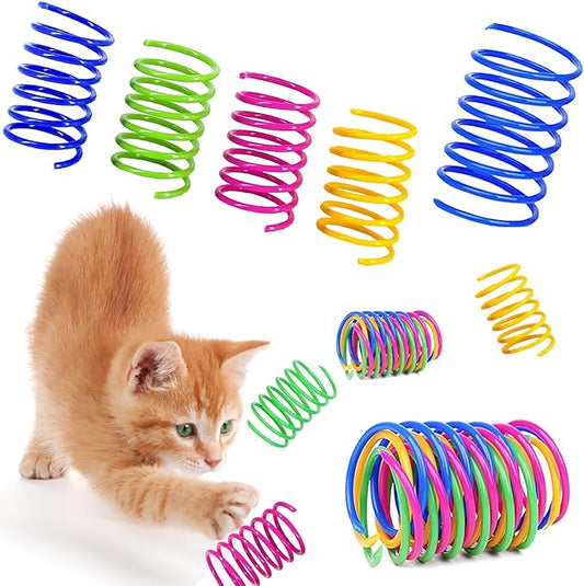 Cat Spring Toys, Bouncy Coil Kitty Cats Spiral Spring Toy for Indoor Cats Heavy Interactive Cat Toys Springy Chew Toys Colorful Springs Cat Toy for Biting, Swatting, Hunting Entertainment Kitten Toys