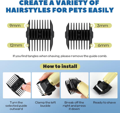 Pet Grooming Clippers 280W for Thick Heavy Coats, 2000-6000rpm Stepless Speed Control & 10ft Power Cord, Low Noise< 50db, Dog Trimmer Kit with Extra Detachable Blade (280W)