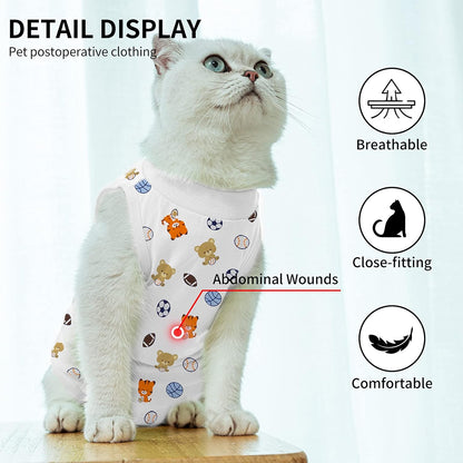 Cat Professional Surgical Recovery Suit,E-Collar Alternative for Cats Dogs,After Surgery Wear, Pajama Suit,Home Indoor Pets Clothing Football M