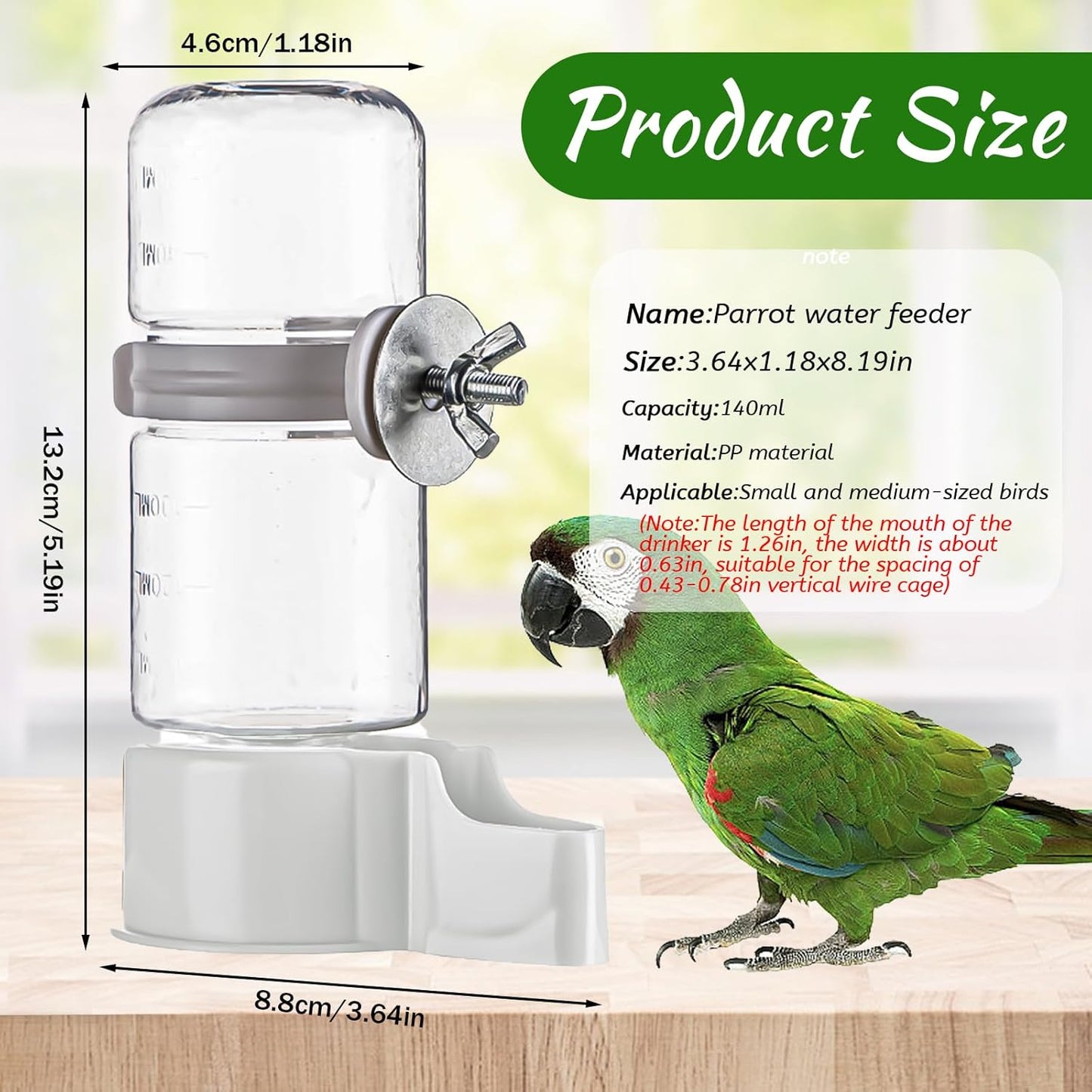 2 Pcs Automatic Bird Feeder and Drinker Set, Hanging Bird Food Bowl, Suitable for Parrots, Cockatiels, Budgies, Rats, Hamsters