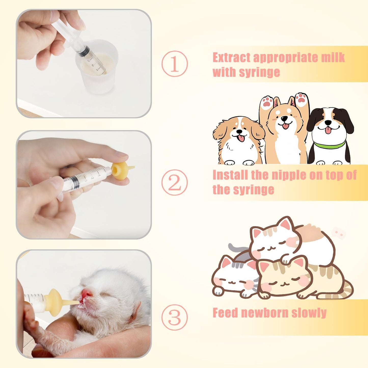 Mini Pet Feeding Bottle and Syringes with Nipples for Small Cat Dog Animals (Model 4)