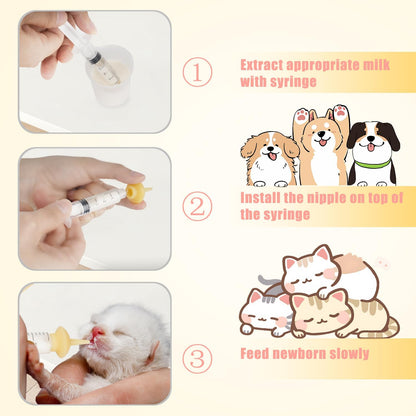 Mini Pet Feeding Bottle and Syringes with Nipples for Small Cat Dog Animals (Model 4)