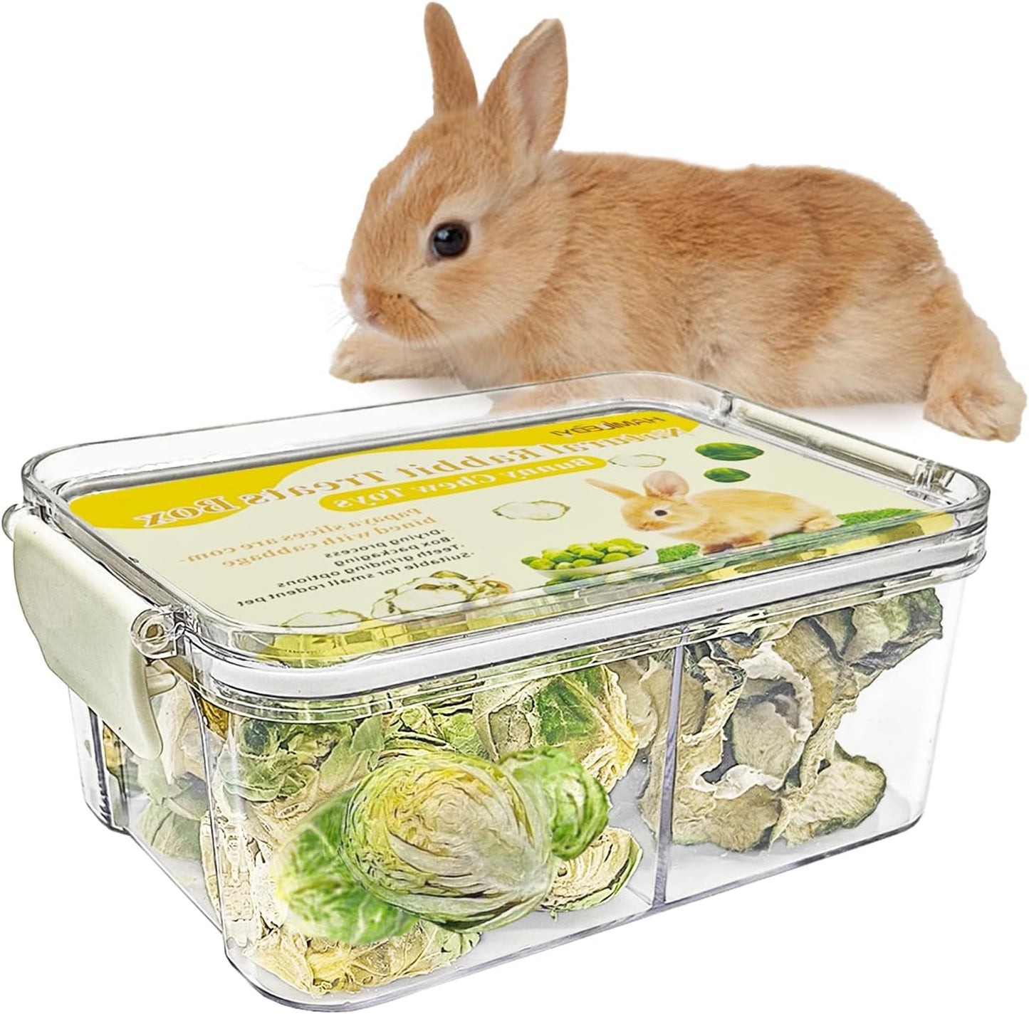 Hamiledyi Rabbit Treats Small Pets Chew Toys Bunnies Guinea Pigs Hamsters Chinchillas Rodents Dried Natural Mix Container Feeding Foraging Treats (9OZ)