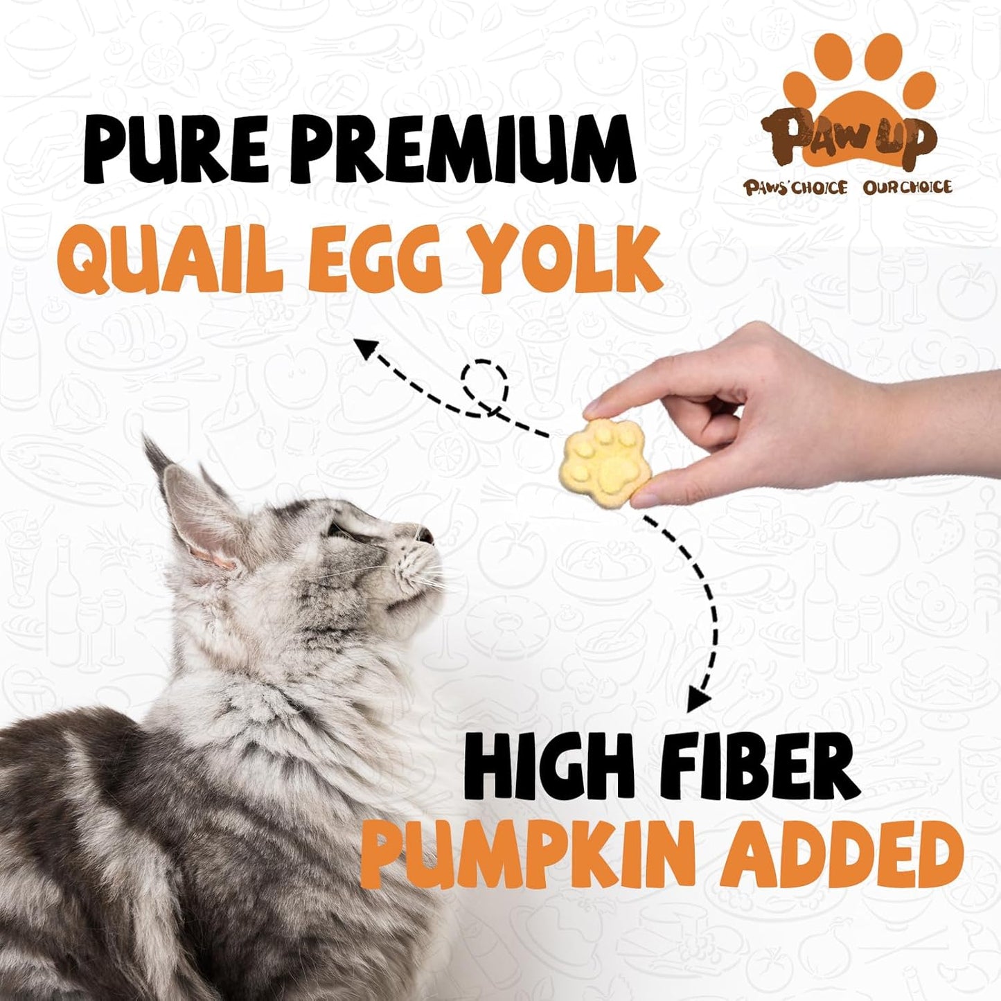 PAWUP Freeze Dried Cat & Dog Treats, Natural Quail Egg Yolk, High Fiber Pumpkin Added, High-Protein Pet Snacks for Coat & Gut Health, 3.5 oz