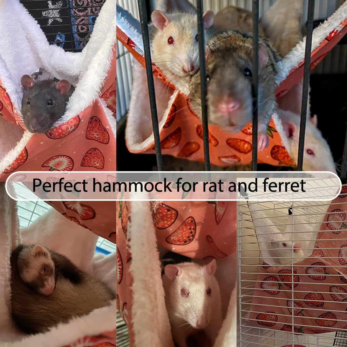 Rat Ferret Hammock Toys Cage Accessories, Guinea Pig Hideout Tunnel, Warm Bed for Rat Ferret Guinea Pig Sleep Hide and Play (4.Hammock)