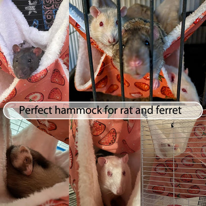 Rat Ferret Hammock Toys Cage Accessories, Guinea Pig Hideout Tunnel, Warm Bed for Rat Ferret Guinea Pig Sleep Hide and Play (4.Hammock)