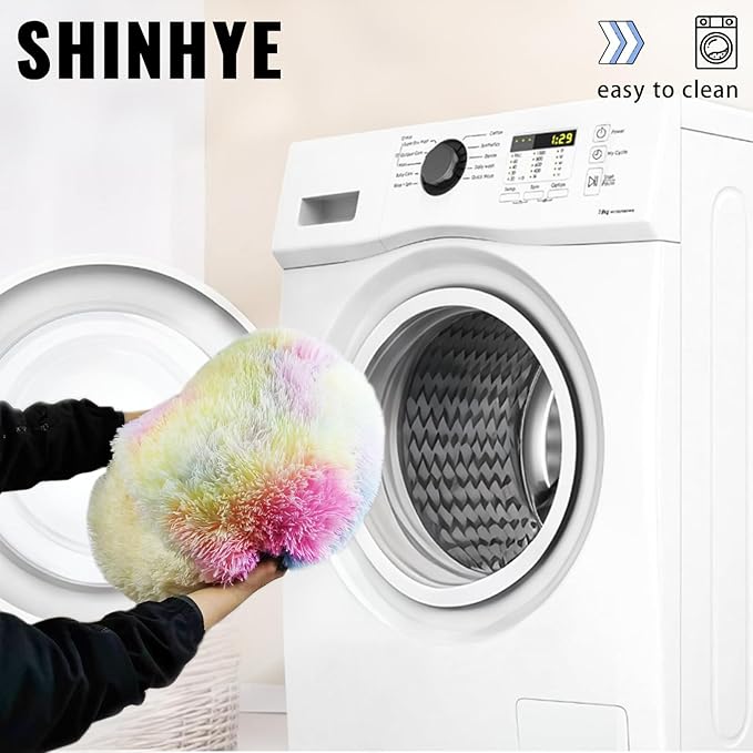 ShinHye Cat Bed Round Plush Fluffy Hooded Cat Bed Cave, Cozy for Indoor Cats or Small Dog beds, Soothing Pet Beds Doughnut Calm Anti-nxiety Dog Bed - Waterproof Bottom Washable (20×20inch, Multicolor)