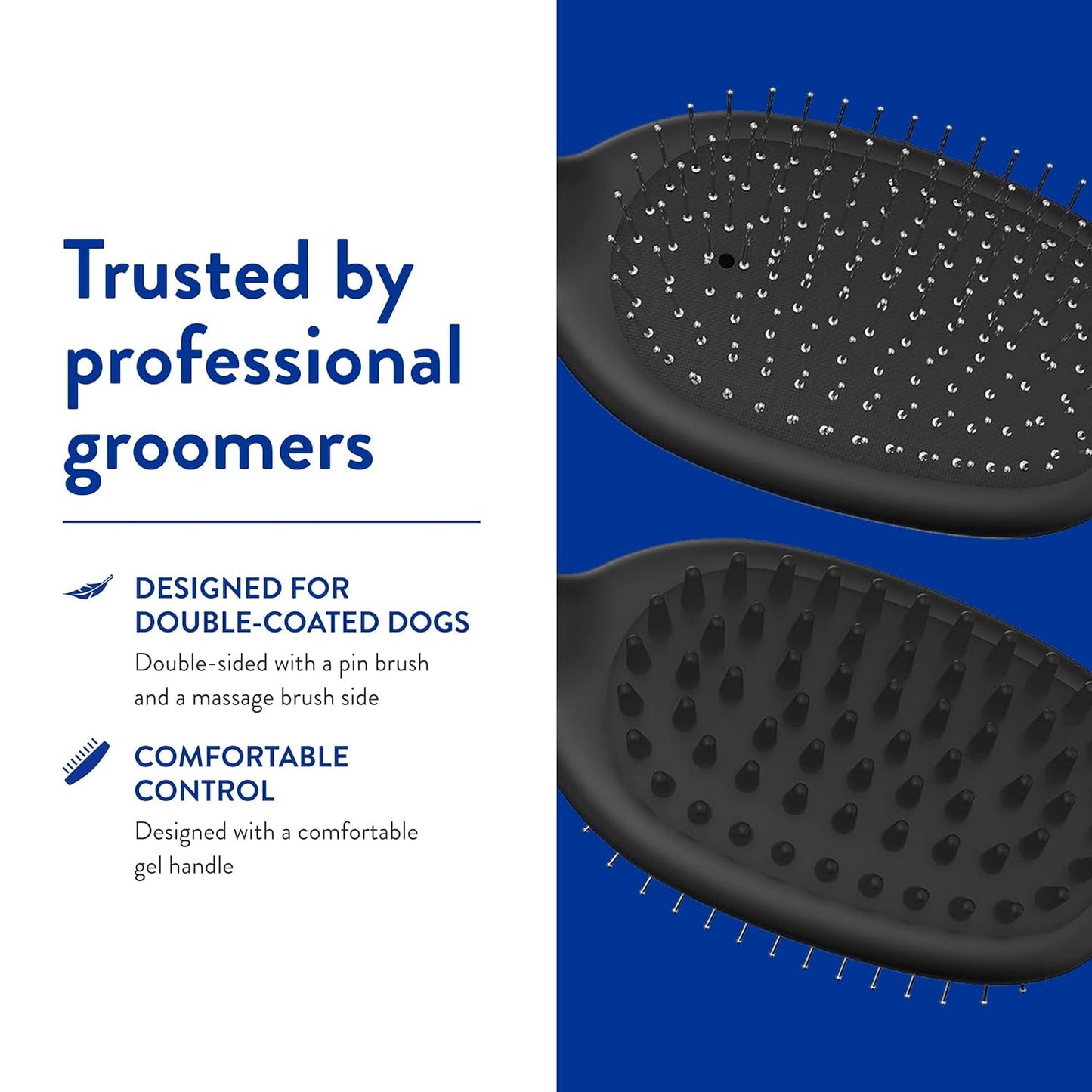 WAHL Professional Animal Double Sided Bath Pin Brush for Dogs (#858477) - Pet Brush to Groom Dogs - For Akitas, Huskies & Australian Shepherds - Durable Dog Pin Brush