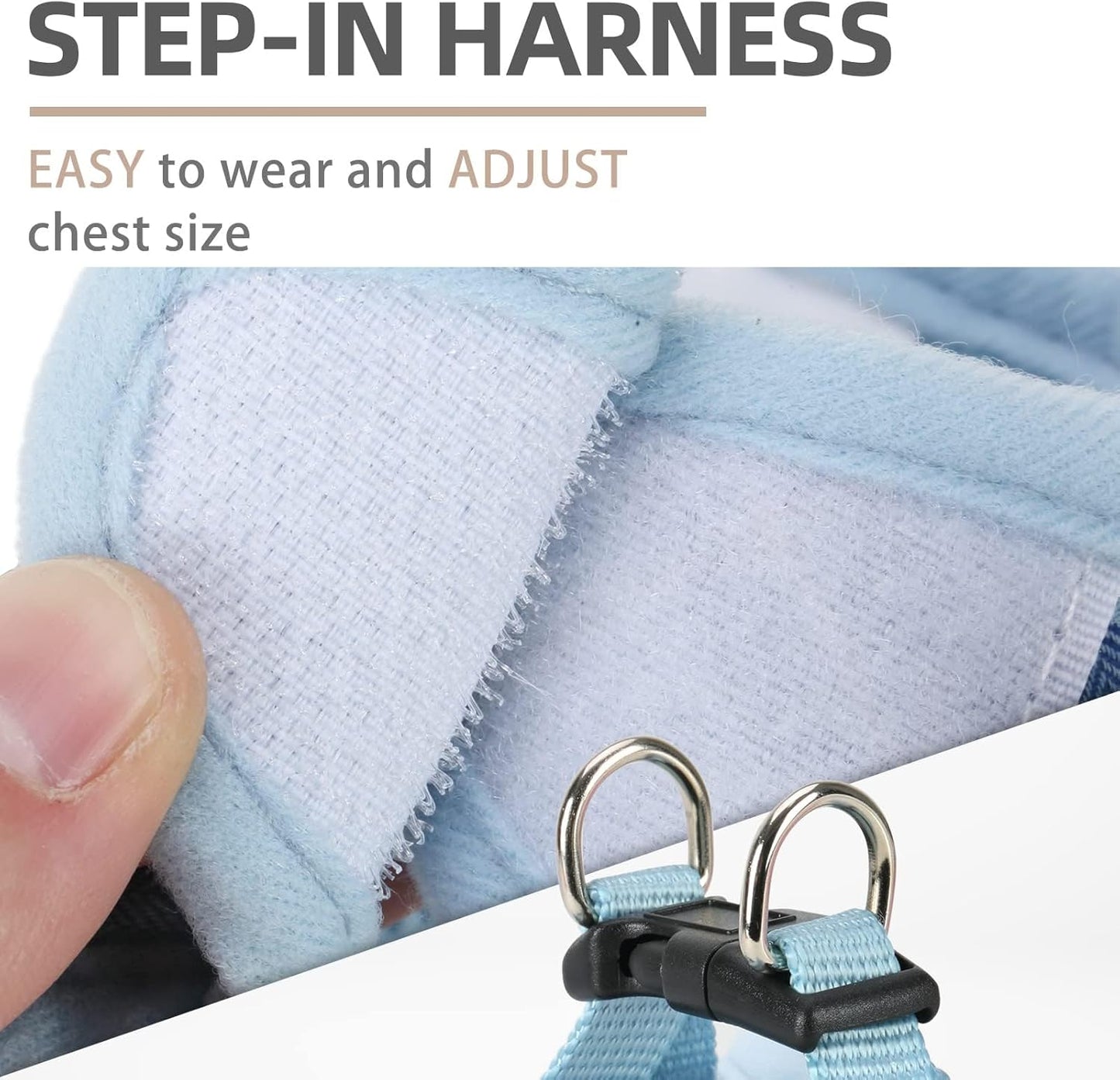 PUPTECK Adjustable Dog Harness Collar and Leash Set Step in No Pull Pet Harness for Small Medium Dogs Puppy and Cats Outdoor Walking Running, Soft Mesh Padded Reflective Vest Harnesses, Blue XS