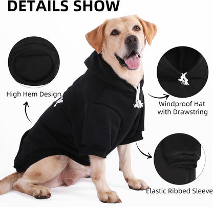 PUPTECK Security Dog Hoodie, Soft Warm Winter Pet Sweater Clothes, Puppy Cold Weather Coats Hooded Sweatshirt with Pocket, Dog Halloween Costume for Small Medium Large Dogs, Black L
