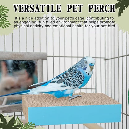 Skyygemm 2 Pieces Bird Chew Toy Parrot Cage Perch Cardboard Platform Bird Paw Grinding Stand Parrot Cage Playground for Macaws, Small Parakeets, Conures, Budgies, Finches Conure Cockatiel (Medium)