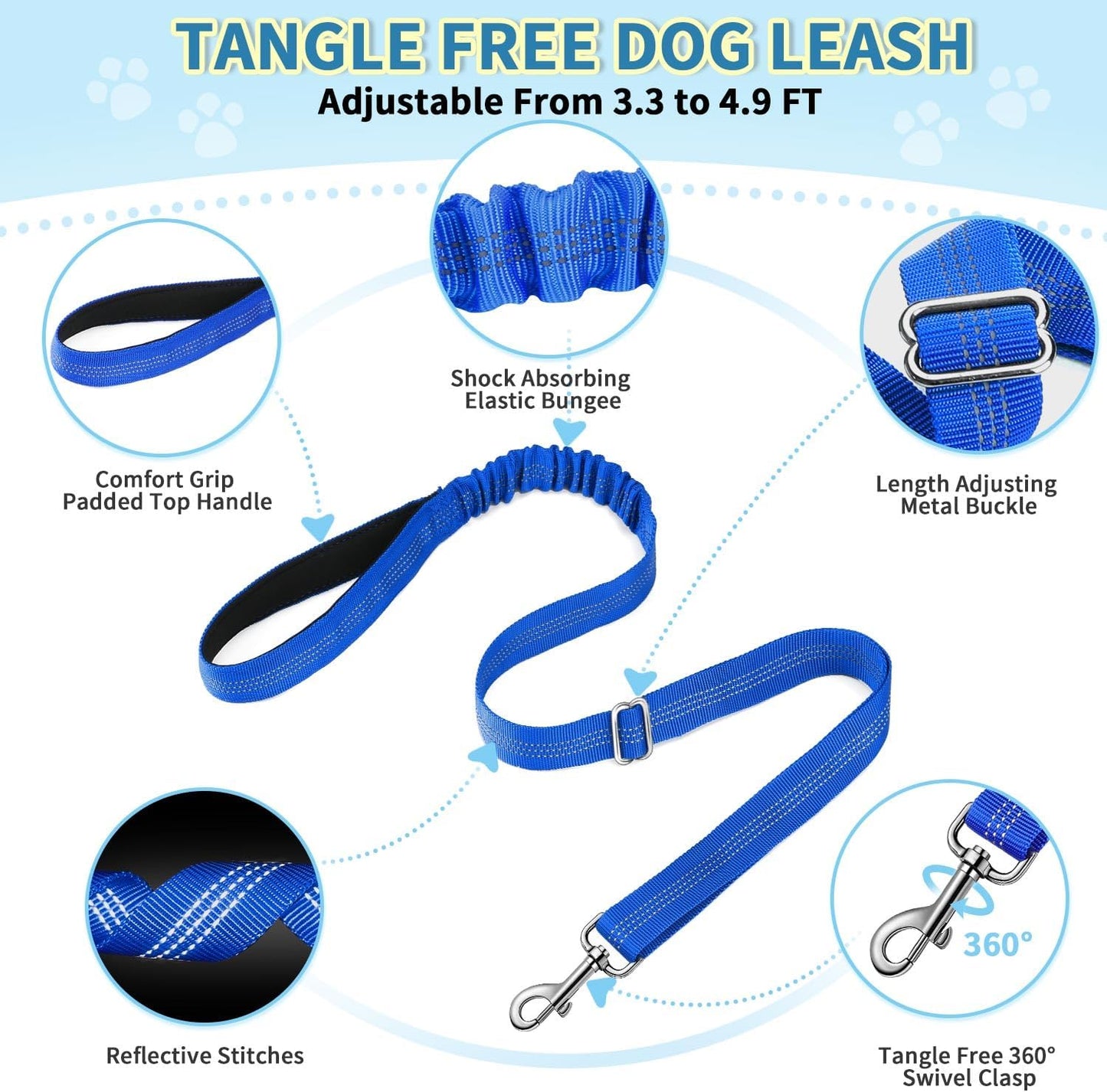 Lukovee No Pull Dog Harness and Leash Set, Soft Padded Small Dog Harness, Neck & Chest Adjustable Reflective Vest Puppy Harness with 4ft Lightweight Anti-Twist Dog Leash for Small Dogs (S, Blue)