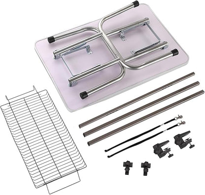 42" Dog Grooming Table Foldable Pet Grooming Tables with Adjustable Arm Noose Storage Mesh Tray Maximum Capacity Up to 330lbs Purple