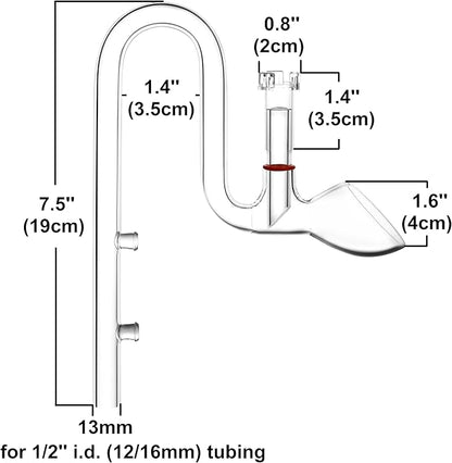 Glass Lily Pipe Set Outflow with Surface Skimmer & Multi-Level Water Intake (13mm for 12/16mm (1/2'' i.d.) tubing)