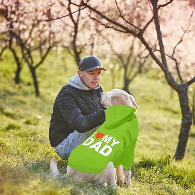 GreenJoy Dog Sweater Dog Hoodie Cold Weather Coat Hooded Sweatshirt for Puppies,Cats, Small Medium Large Dogs (Green(I Love My Dad), XX-Large)