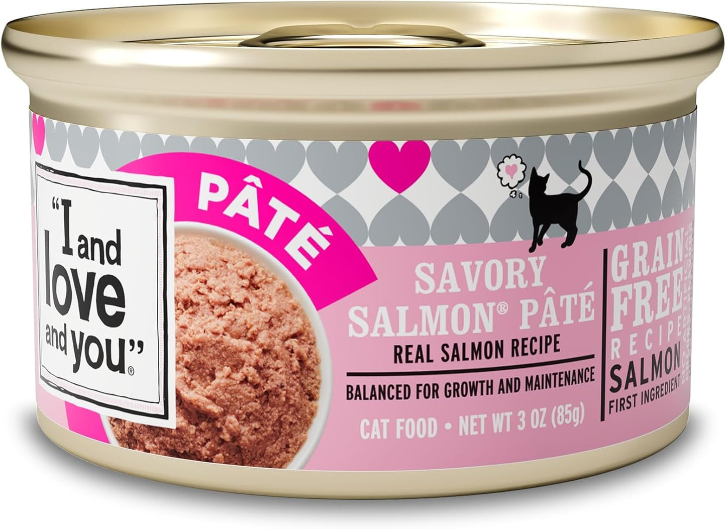 I and love and you Wet Cat Food - Savory Salmon Pâté - Salmon Recipe, Grain Free, Filler Free, 3oz Pack of 24 Cans