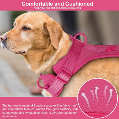 Wisedog No Pull Lightweight Dog Vest Harness with Soft and Comfortable Cushion, Breathable Mesh, for Small Medium Large Dogs Walking (M(Neck: 11.81"-18.11";Chest: 18.11"-27.95"), Peacock Pink)