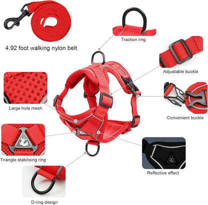 Escape Proof Cat Harness and Leash Set for All Types of Cats - Adjustable Reflective Soft Mesh Vest with 4 Buckles, Breathable Walking Harness for Kittens to XL Cats